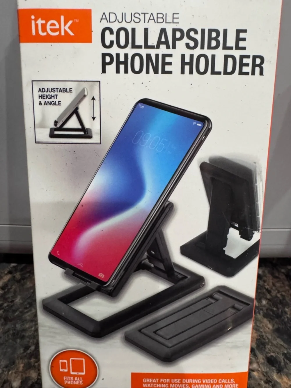 Black Collapsible Adjustable Phone Holder